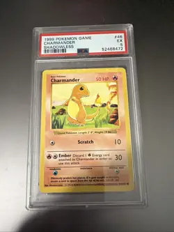 1999 POKEMON BASE SET SHADOWLESS #46 CHARMANDER PSA 5 - Image 1