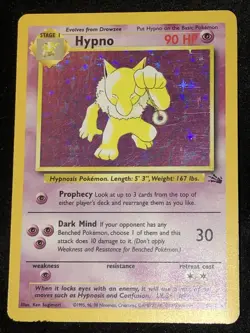Hypno Fossil Set Holo Rare 8/62 WOTC 1999 Pokemon Cards TCG - Image 1