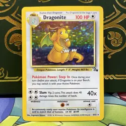 Pokemon 1999 Dragonite 4/62 Fossil Holo Rare Pokemon Card LP - Image 1