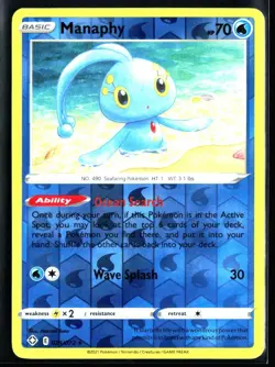 2021 Sword & Shield - Shining Fates Manaphy #24 Reverse Holo Rare Pokemon Card - Image 1
