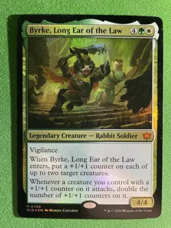 MTG Magic the Gathering Byrke, Long Ear of the Law (380/452) Bloomburrow LP FOIL - Image 1