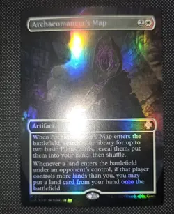 MTG FOIL BORDERLESS Archaeomancer's Map 0101 Rare NM - Image 1