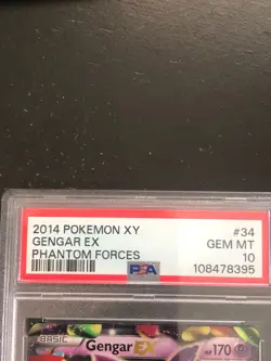 2014 POKEMON XY PHANTOM FORCES #34/119 GENGAR EX HOLO PSA Gem Mint 10 - Image 2