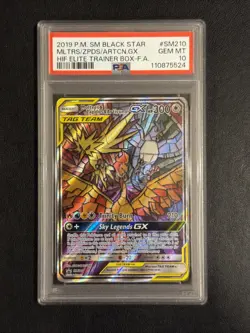 2019 POKEMON SM BLACK STAR PROMO FULL ART/MOLTRES & ZAPDOS & ARTICUNO GX PSA 10 - Image 1