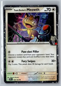 Team Rocket's Meowth (Cosmos Holo) 149/182 Holo Promo NM/M - Image 1