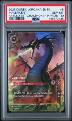 Maleficent - Monstrous Dragon (Store Set Championship) PSA 10 Lorcana Prize Card - Image 2