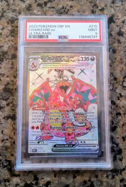 🔥Charizard EX Full Art Pokemon Card PSA 9 MINT Obsidian Flames #215/197 (2023)✨ - Image 1