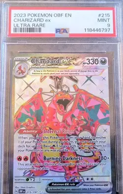 🔥Charizard EX Full Art Pokemon Card PSA 9 MINT Obsidian Flames #215/197 (2023)✨ - Image 2