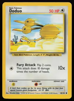 Doduo 48/102 Common Base Set Unlimited Pokemon NM - Image 1