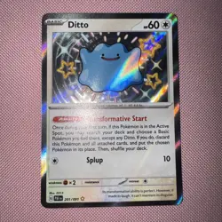 Pokemon TCG Ditto Scarlet & Violet Paldean Fates Holo Shiny Rare Card 201 ENG - Image 1