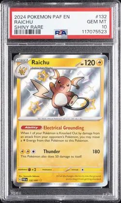 2024 POKEMON PAF EN-PALDEAN FATES SHINY RARE #132 RAICHU PSA 10 - Image 1