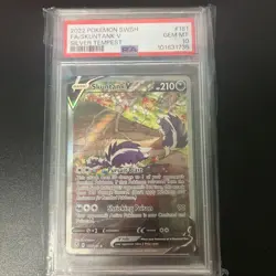 2022 Pokemon Sword & Shield Silver #181 Tempest Full Art Skuntank V PSA 10!! - Image 1