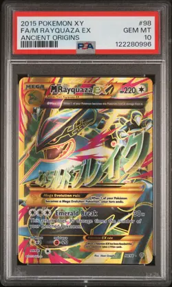 2015 POKEMON XY ANCIENT ORIGINS #98 FULL ART/M RAYQUAZA EX PSA 10 - Image 1