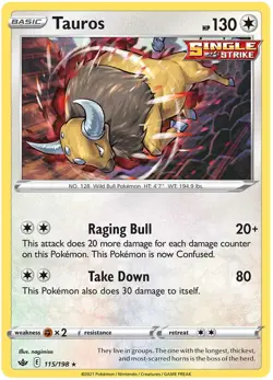 Pokemon TCG Tauros (115/198) [Sword & Shield: Chilling Reign] Lightly Played Hol - Image 1