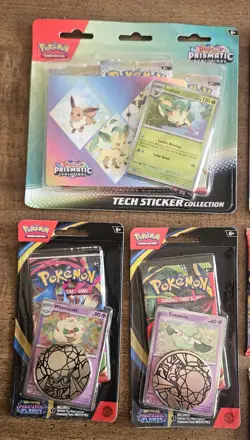 Pokemon TCG Prismatic Evolutions Tech Sticker Coll. Lot 2 + Bonus Packs SEE PICS - Image 2