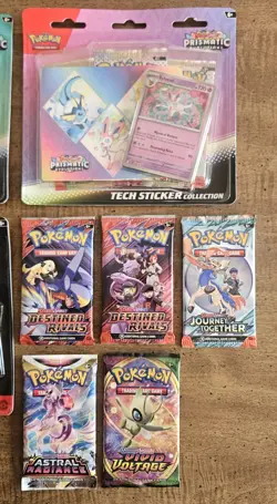 Pokemon TCG Prismatic Evolutions Tech Sticker Coll. Lot 2 + Bonus Packs SEE PICS - Image 3