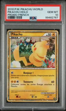 2010 POKEMON WORLD COLLECTION FRENCH PIKACHU-HOLO PSA 10 - Image 1