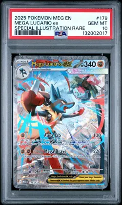 2025 POKEMON MEG EN-MEGA EVOLUTION #179 MEGA LUCARIO EX PSA 10 - Image 1