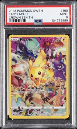 2023 POKEMON SWORD & SHIELD CROWN ZENITH #160 FULL ART/PIKACHU PSA 9 - Image 1