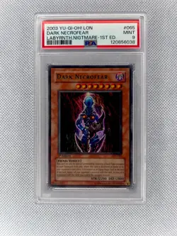 2003 Yugioh LON Dark Necrofear #065 Labyrinth Nightmare 1st edition PSA 9 Mint - Image 1