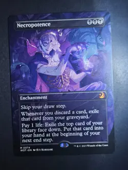 Necropotence (Anime Borderless) 0074 Wilds of Eldraine NM *NON-FOIL* - Image 1