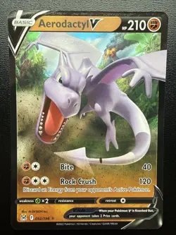 FREE SHIPPING Aerodactyl V 092/196 - Lost Origin - Holo Pokemon Card NearMint - Image 1
