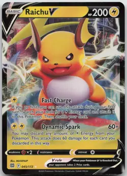 RAICHU V 045/172 HOLO V RARE BRILLIANT STARS POKEMON NM/M - Image 1