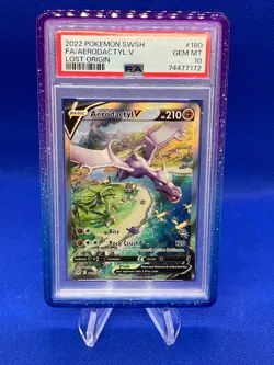 Pokemon Lost Origin Aerodactyl V #180 180/196 Alternate Alt Art PSA 10 W Guard - Image 1