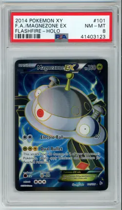 2014 POKEMON FLASHFIRE MAGNEZONE EX #101 FULL ART HOLO FOIL PSA 8 NM #41403123 - Image 1