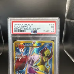 2015 Pokemon XY Breakthrough Mewtwo #163 Secret Rare EN Graded PSA 5 - Image 2