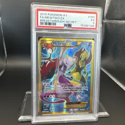 2015 Pokemon XY Breakthrough Mewtwo #163 Secret Rare EN Graded PSA 5 - Image 4
