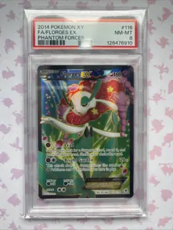 2014 POKEMON XY PHANTOM FORCES #116 FULL ART/FLORGES EX PSA 8 - Image 1