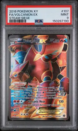 Pokemon XY Steam Siege #107/114 Volcanion EX – Full Art PSA 9 Mint (2016) - Image 1
