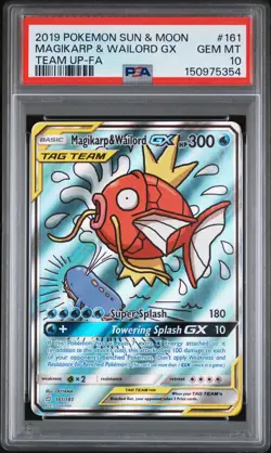 2019 POKEMON SUN & MOON TEAM UP #161 FULL ART/MAGIKARP & WAILORD GX PSA 10 - Image 1