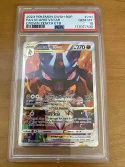 Lucario Vstar SWSH 291 PSA 10 2023 Pokemon Crown Zenith ETB Promo - Image 1