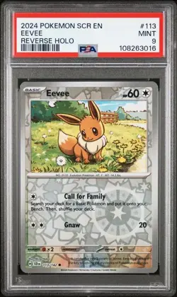 2024 Pokemon Stellar Crown Eevee REVERSE HOLO #113 PSA 9 MINT - Image 1