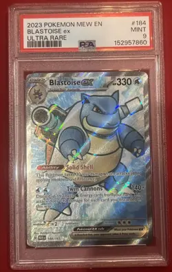 2023 Pokemon MEW EN Blastoise ex #184 Ultra Rare PSA 9 - Image 1