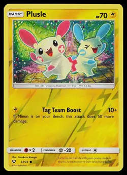 Pokemon Card - Plusle Shining Legends 33/73 Reverse Holo Common 2017 - Image 1