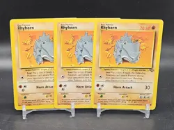 (3) Pokemon TCG Rhyhorn Jungle Card 61/64 Lightly Played Vintage - Image 1