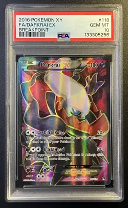 Pokemon Darkrai EX Full Art #118 XY Breakpoint 2016 PSA 10 Gem Mint - Image 1