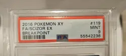 2016 Pokemon XY Scizor EX Full Art Breakpoint 119/122 PSA 9 MINT - Image 3