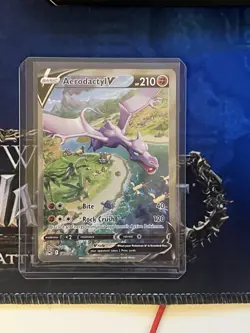 Pokemon TCG Aerodactyl v Sword & Shield Lost Origin Holo Ultra Rare Card 180/196 - Image 1