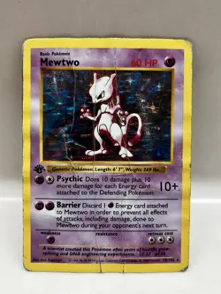 Pokemon TCG Mewtwo Base Set 10/102 Holo Rare 1st Edition (P SA 1 Contender!) - Image 1