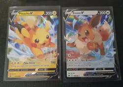 Pikachu V & Eevee V SWSH285 108/159 Ultra Rare Holo Pokemon TCG Crown Zenith LP - Image 1