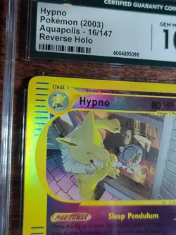 2003 Pokemon Aquapolis Hypno #16/147 Reverse Holo e-Reader CGC 10 Gem Mint - Image 2