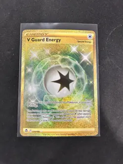 V Guard Energy 215/195 Gold Secret Rare Pokemon TCG Silver Tempest NM/M - Image 1