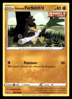 Galarian Farfetch'd Common 078/198 SWSH06: Chilling Reign Pokemon Card - Image 1