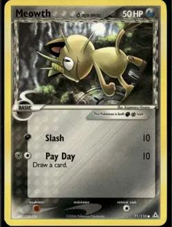 Meowth Delta Species Common Holon Phantoms 71/110 Darkness Metal Pokemon Card - Image 1