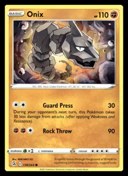 Onix Common 138/264 SWSH08: Fusion Strike Pokemon Card - Image 1