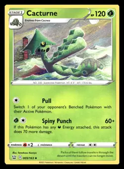 Cacturne Uncommon 005/163 SWSH05: Battle Styles Pokemon Card - Image 1